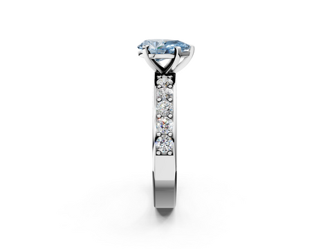 White gold Fancy Blue Pear  Cut Channel Set Diamond Engagement Ring with Four-Prong Setting_241