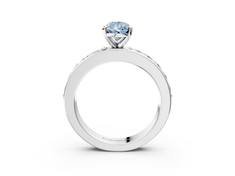 White gold Fancy Blue Pear  Cut Channel Set Diamond Engagement Ring with Four-Prong Setting_242