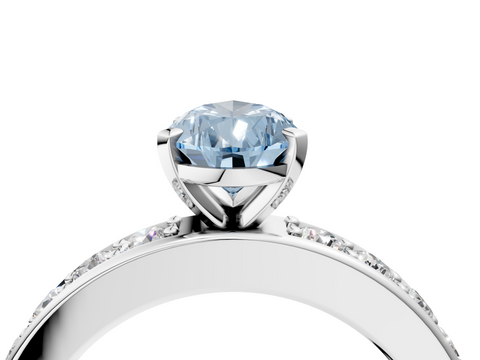 White gold Fancy Blue Pear  Cut Channel Set Diamond Engagement Ring with Four-Prong Setting_243