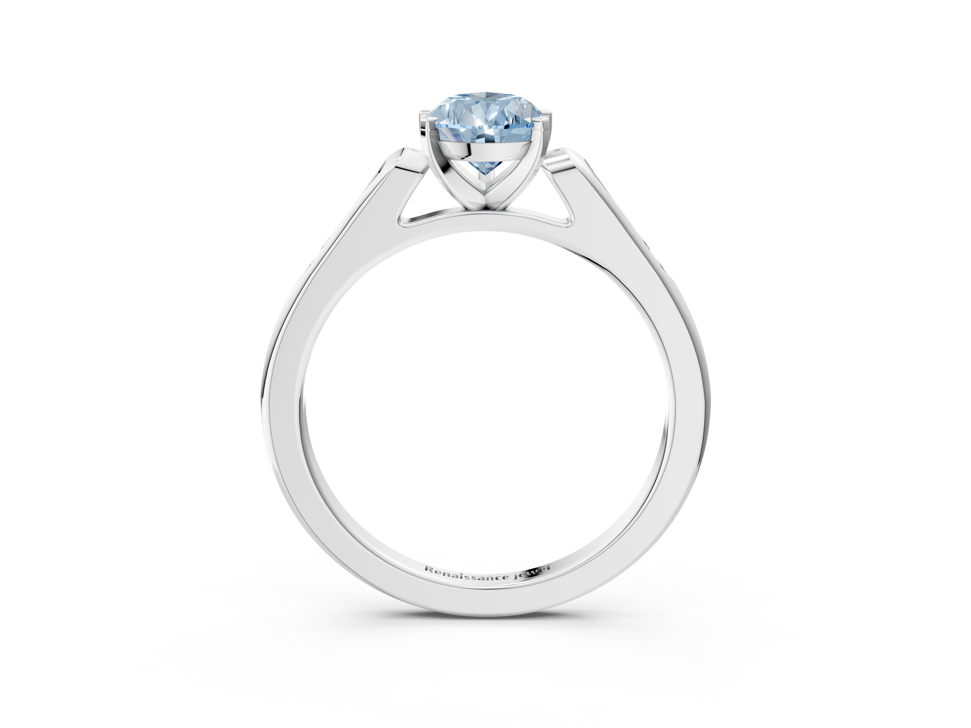 White gold Fancy Blue Pear  Cut Channel Set Solitaire Engagement Ring with Four-Prong Setting_245