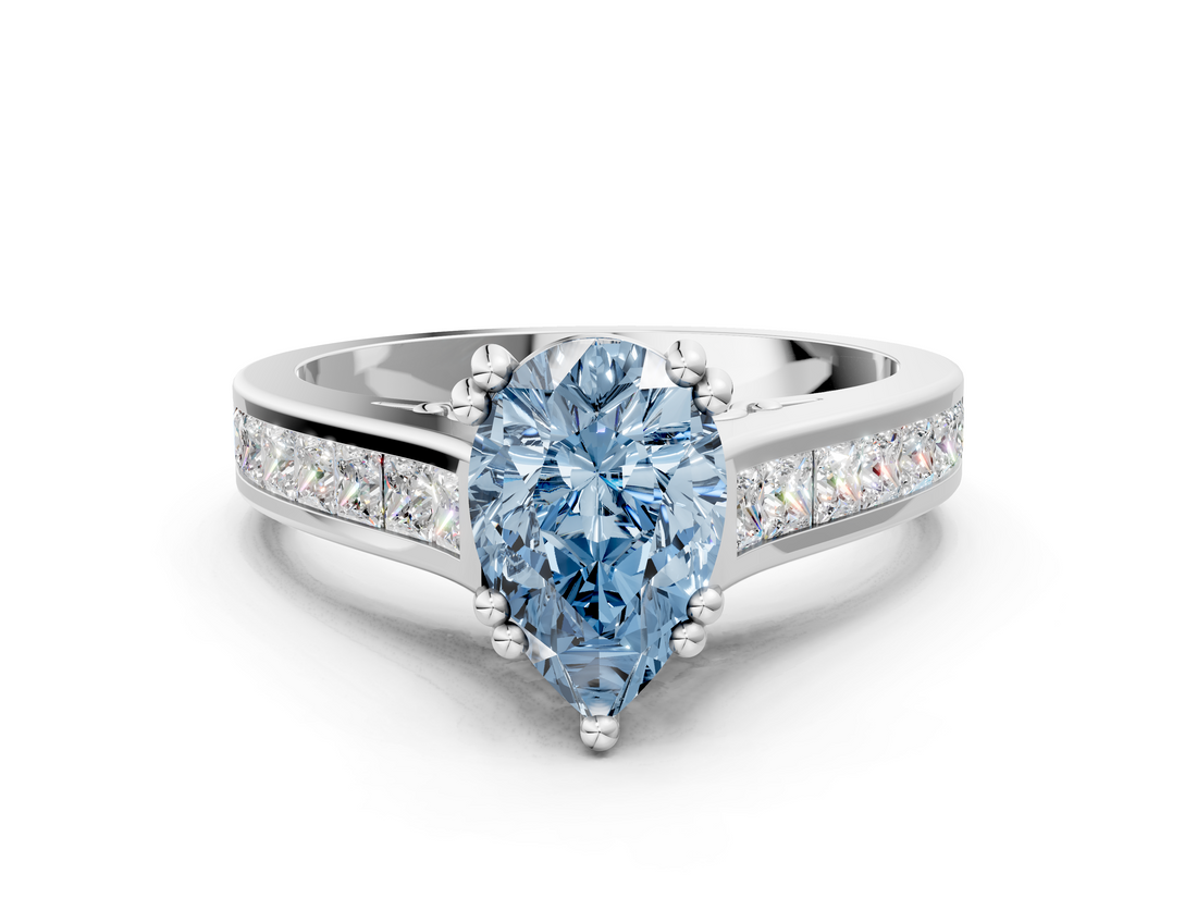 White gold Fancy Blue Pear  Cut Channel Set Solitaire Engagement Ring with Prong Setting_20