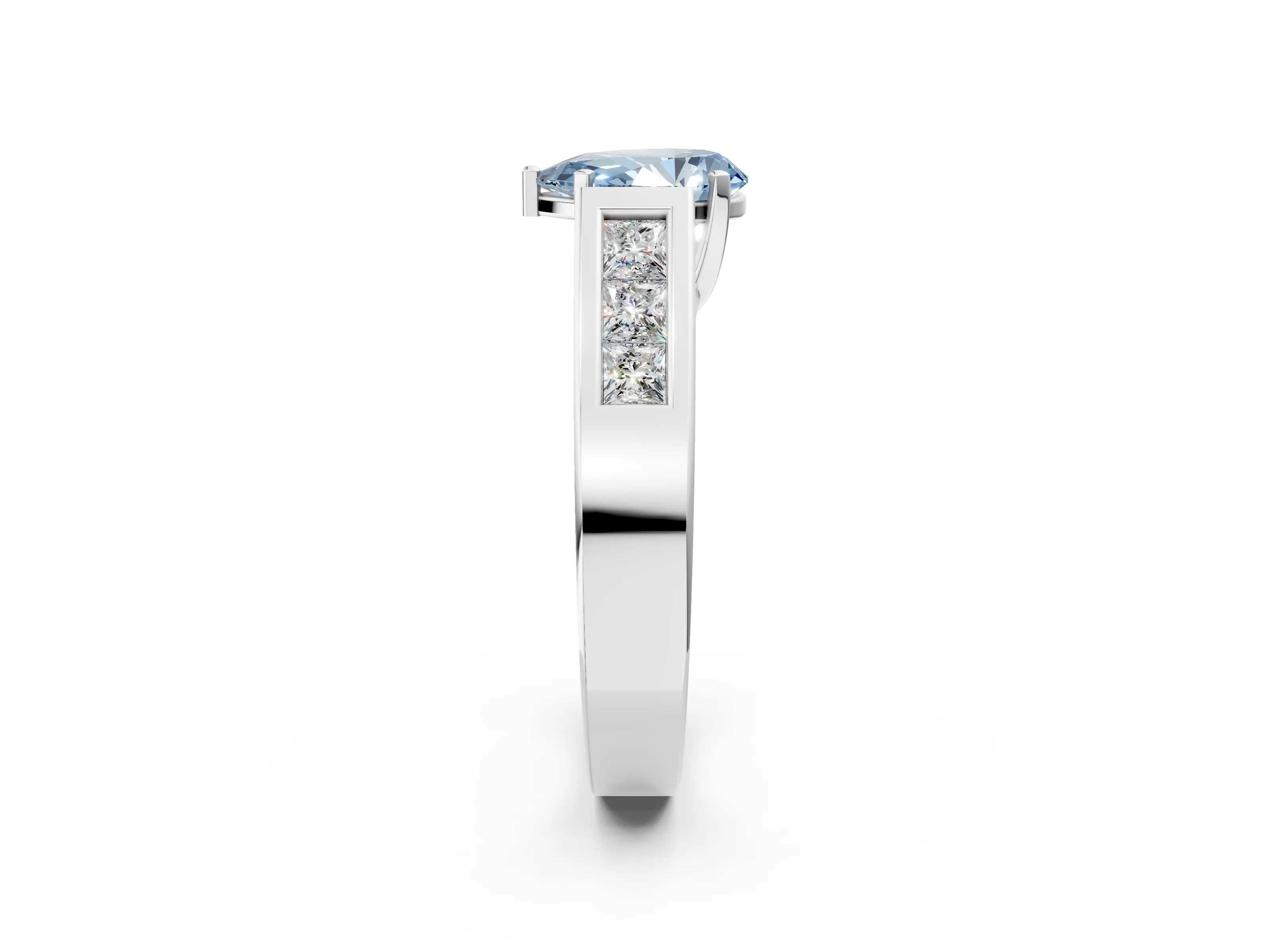 White gold Fancy Blue Pear Cut Cut Channel Set Solitaire Ring with Four-Prong Setting_14