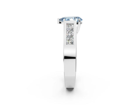 White gold Fancy Blue Pear Cut Cut Channel Set Solitaire Ring with Four-Prong Setting_14