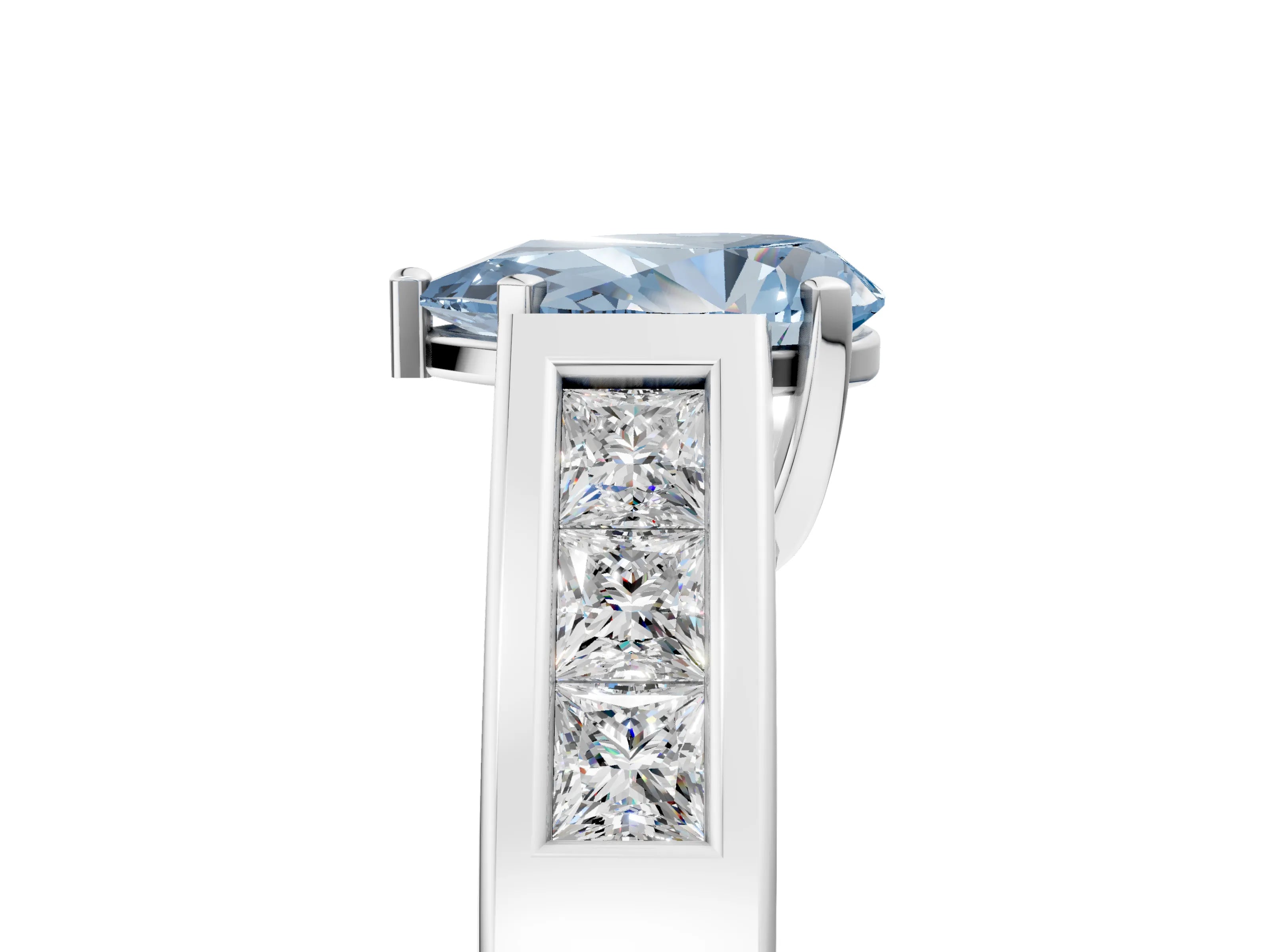 White gold Fancy Blue Pear Cut Cut Channel Set Solitaire Ring with Four-Prong Setting_17