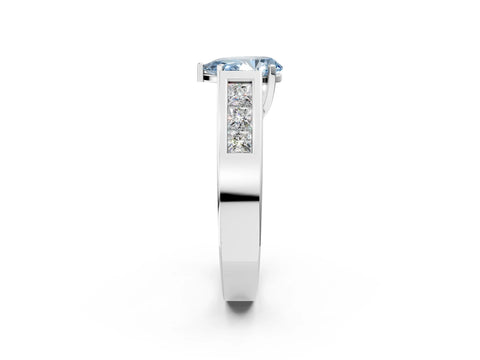 White gold Fancy Blue Pear Cut Cut Channel Set Solitaire Ring with Four-Prong Setting_2