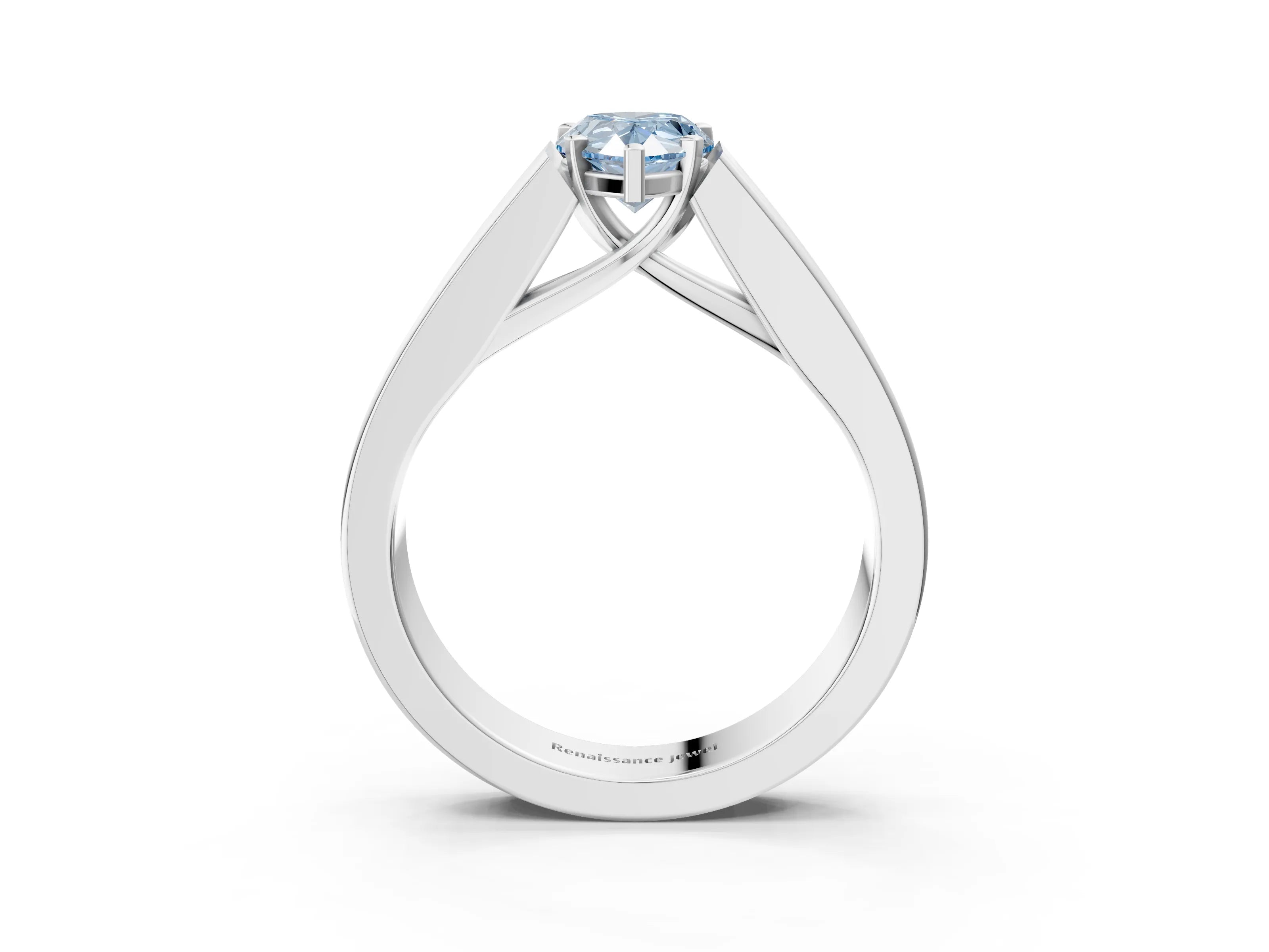 White gold Fancy Blue Pear Cut Cut Channel Set Solitaire Ring with Four-Prong Setting_3