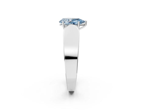 White gold Fancy Blue Pear Cut Cut Diamond Channel Set Solitaire Ring with Four-Prong Setting_2