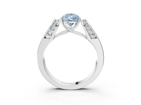 White gold Fancy Blue Pear Cut Cut Diamond Channel Set Solitaire Ring with Four-Prong Setting_3