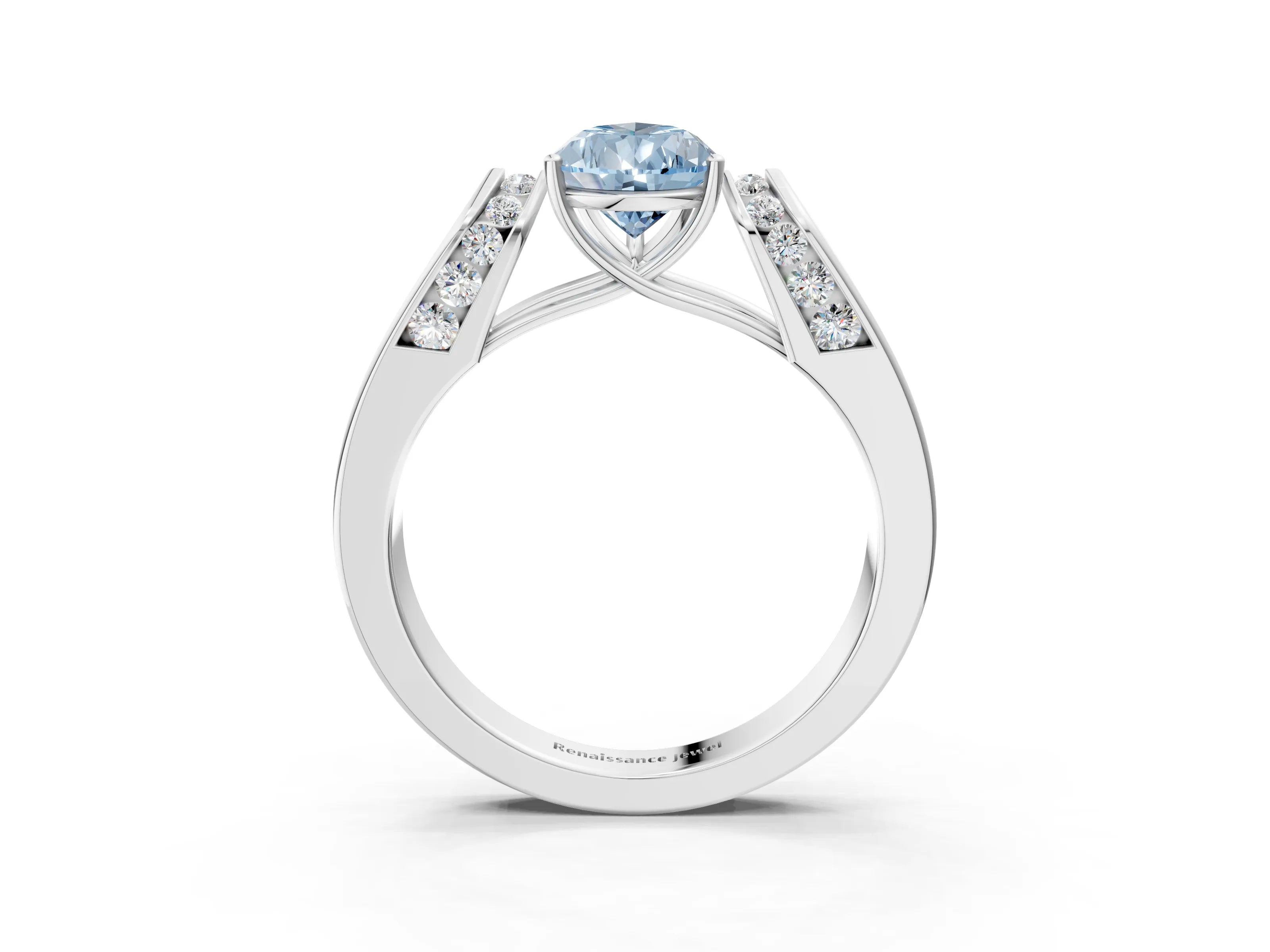 White gold Fancy Blue Pear Cut Cut Diamond Channel Set Solitaire Ring with Four-Prong Setting_87