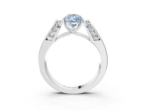 White gold Fancy Blue Pear Cut Cut Diamond Channel Set Solitaire Ring with Four-Prong Setting_88