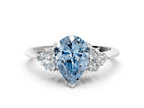 White gold Fancy Blue Pear Cut Cut Diamond Cluster Ring with Solitaire Band and Four-Prong Setting_24