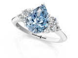 White gold Fancy Blue Pear Cut Cut Diamond Cluster Ring with Solitaire Band and Four-Prong Setting_25