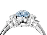 White gold Fancy Blue Pear Cut Cut Diamond Cluster Ring with Solitaire Band and Four-Prong Setting_28