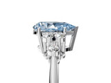 White gold Fancy Blue Pear Cut Cut Diamond Cluster Ring with Solitaire Band and Four-Prong Setting_29
