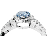White gold Fancy Blue Pear Cut Cut Diamond Halo Engagement Ring with Open Split Pavé Band_4