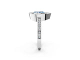 White gold Fancy Blue Pear Cut-Cut Diamond Halo Engagement Ring with Pave Band and Prong Setting_2