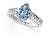 White gold Fancy Blue Pear Cut Cut Diamond Milgrain Pave Band Four-Prong Setting Ring_16