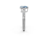 White gold Fancy Blue Pear Cut Cut Diamond Milgrain Pave Band Four-Prong Setting Ring_17