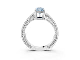 White gold Fancy Blue Pear Cut Cut Diamond Milgrain Pave Band Four-Prong Setting Ring_18