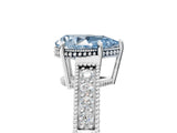 White gold Fancy Blue Pear Cut Cut Diamond Milgrain Pave Band Four-Prong Setting Ring_20