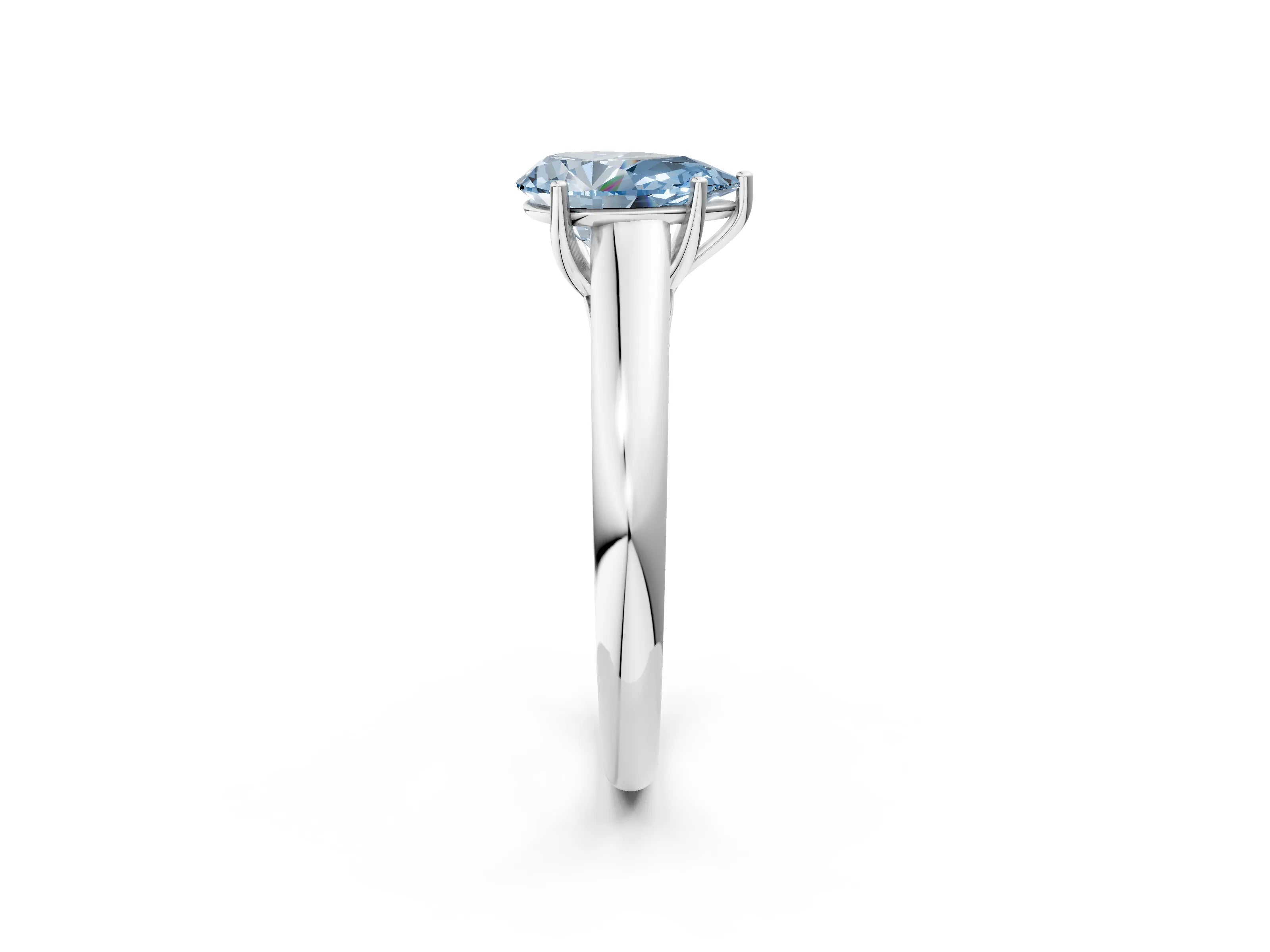 White gold Fancy Blue Pear Cut Cut Diamond Solitaire Engagement Ring with Tapered Plain Band and Four-Prong Setting_14
