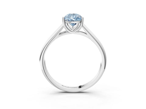 White gold Fancy Blue Pear Cut Cut Diamond Solitaire Engagement Ring with Tapered Plain Band and Four-Prong Setting_15