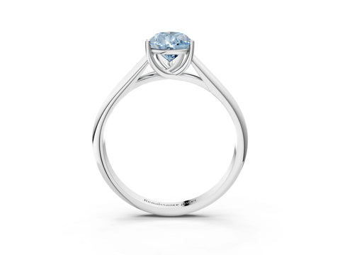 White gold Fancy Blue Pear Cut Cut Diamond Solitaire Engagement Ring with Tapered Plain Band and Four-Prong Setting_3