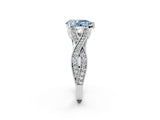White gold Fancy Blue Pear Cut Cut Diamond Twisted Band with Milgrain Pave Setting and Four-Prong Setting_14