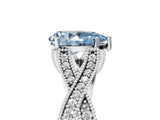 White gold Fancy Blue Pear Cut Cut Diamond Twisted Band with Milgrain Pave Setting and Four-Prong Setting_17