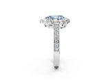 White gold Fancy Blue Pear Cut Cut Halo Diamond Pavé Engagement Ring with Milgrain Detailing_2