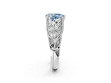 White gold Fancy Blue Pear Cut Cut Milgrain Pave Diamond Engagement Ring with Four-Prong Setting_5