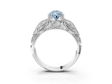 White gold Fancy Blue Pear Cut Cut Milgrain Pave Diamond Engagement Ring with Four-Prong Setting_6