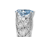 White gold Fancy Blue Pear Cut Cut Milgrain Pave Diamond Engagement Ring with Four-Prong Setting_8