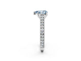 White gold Fancy Blue Pear Cut Cut Pave Band Milgrain Solitaire Ring_2
