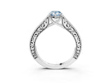 White gold Fancy Blue Pear Cut Cut Pave Band Milgrain Solitaire Ring_3