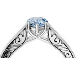 White gold Fancy Blue Pear Cut Cut Pave Band Milgrain Solitaire Ring_4