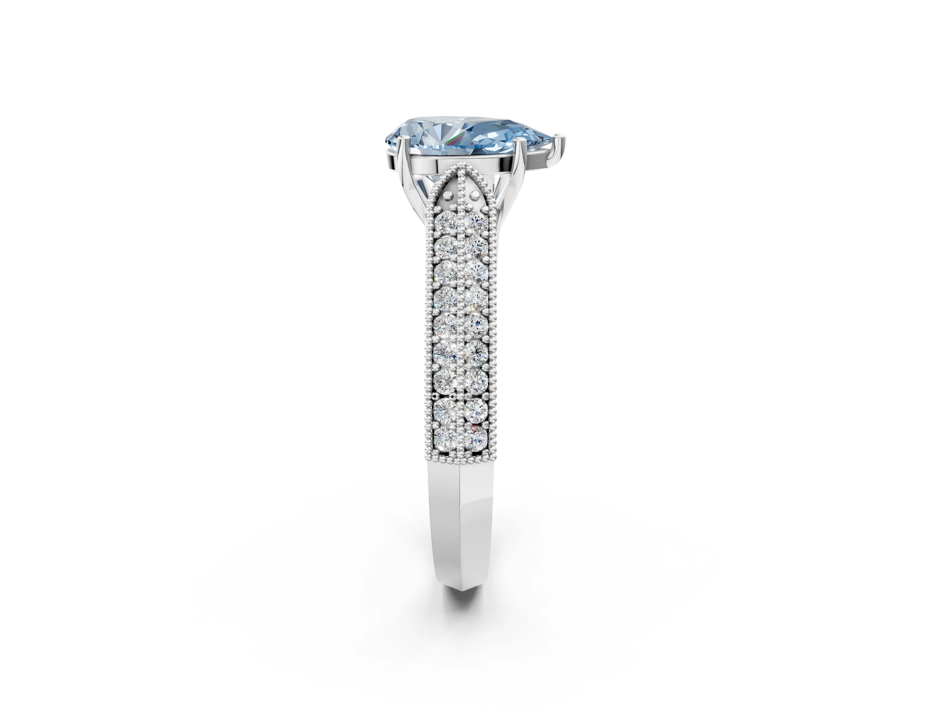 White gold Fancy Blue Pear Cut Cut Pave Split Shank Engagement Ring with Four-Prong Setting_14