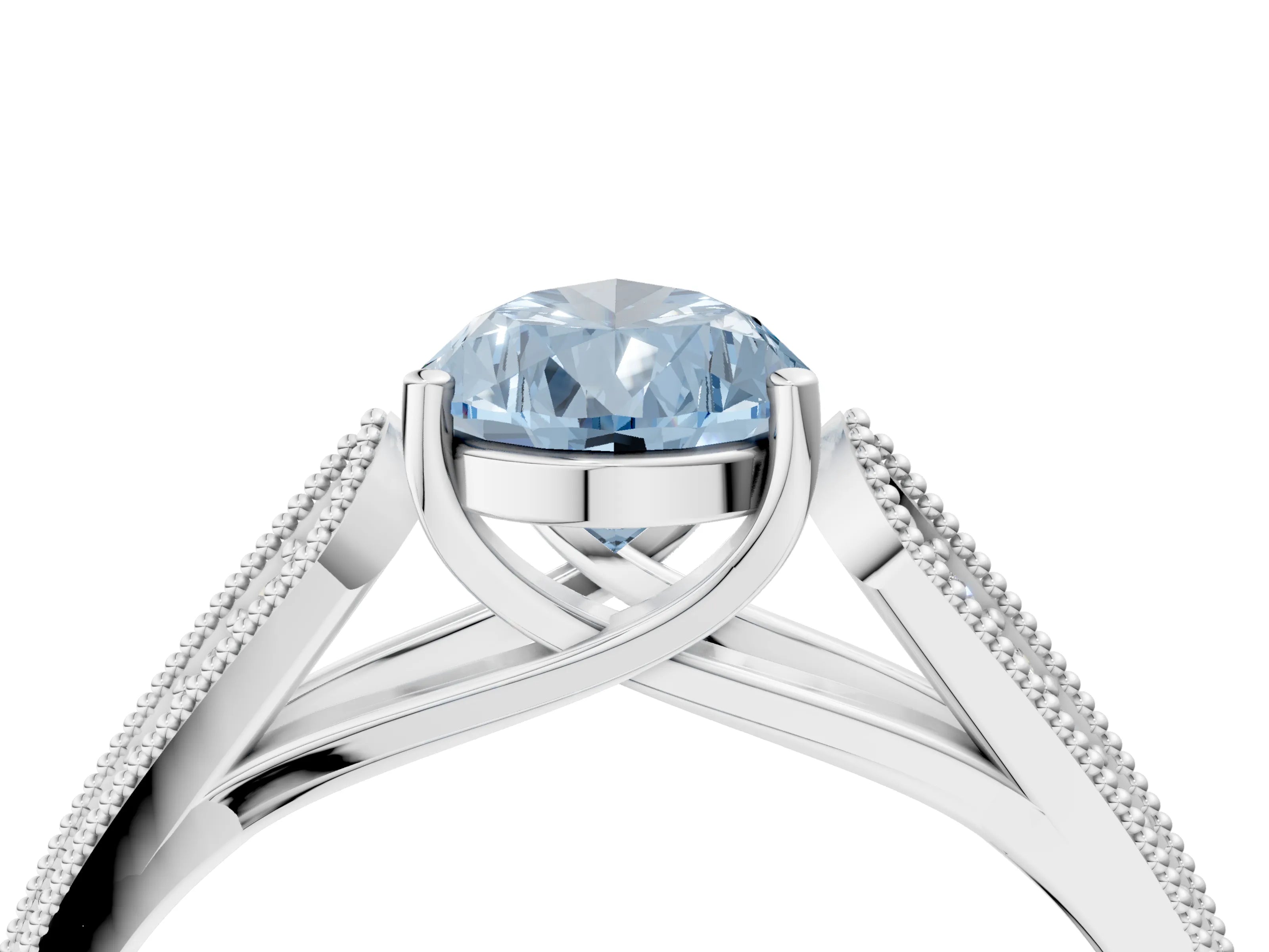 White gold Fancy Blue Pear Cut Cut Pave Split Shank Engagement Ring with Four-Prong Setting_16