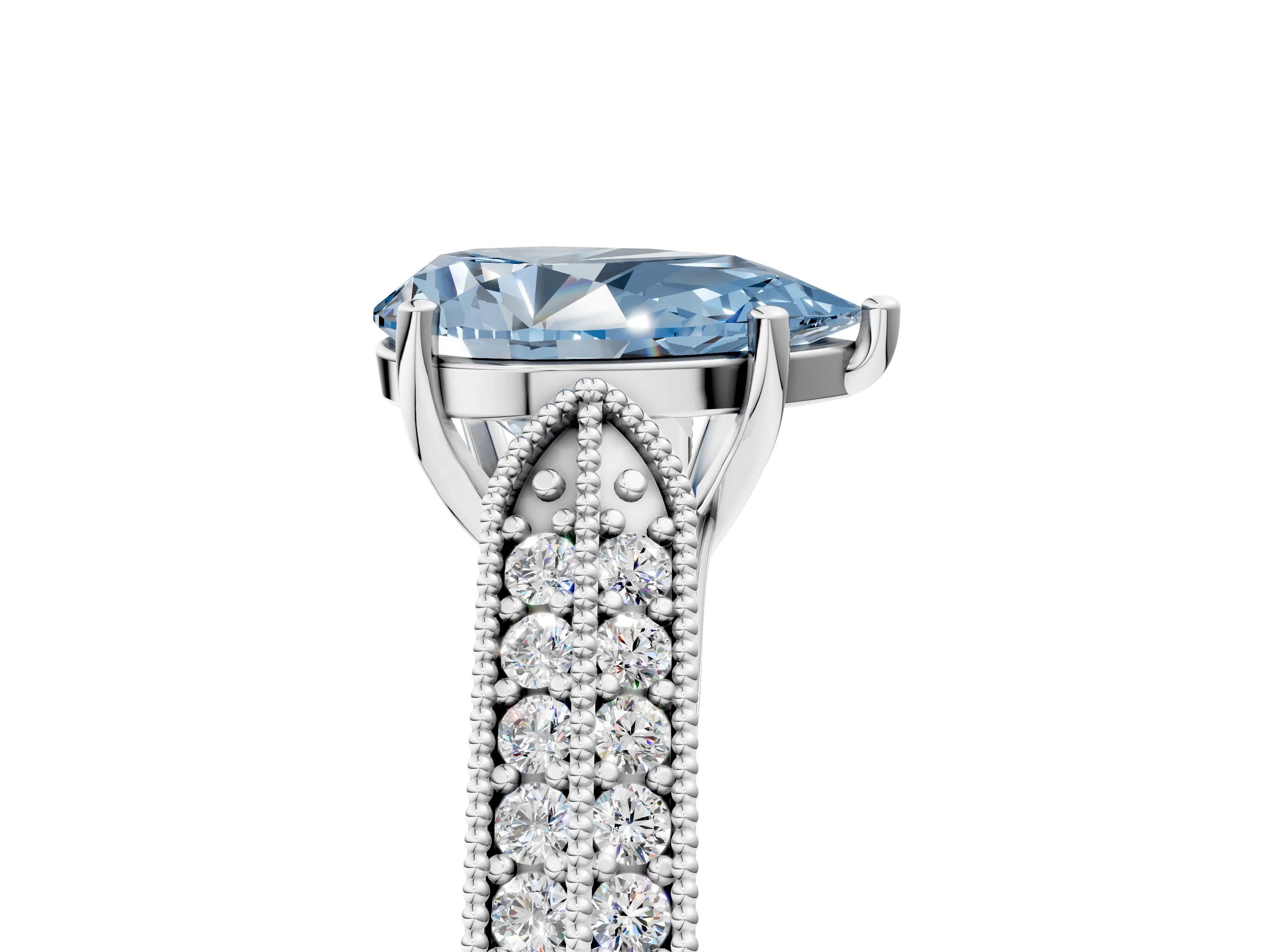 White gold Fancy Blue Pear Cut Cut Pave Split Shank Engagement Ring with Four-Prong Setting_17