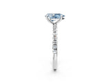 White gold Fancy Blue Pear Cut Diamond Brilliant Solitaire Ring with Pavé Band and Four-Prong Setting_14
