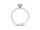 White gold Fancy Blue Pear Cut Diamond Brilliant Solitaire Ring with Pavé Band and Four-Prong Setting_15