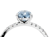 White gold Fancy Blue Pear Cut Diamond Brilliant Solitaire Ring with Pavé Band and Four-Prong Setting_28