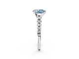 White gold Fancy Blue Pear Cut Diamond Cathedral Solitaire Ring with Round  Pavé Band_207