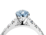 White gold Fancy Blue Pear Cut Diamond Cathedral Solitaire Ring with Round  Pavé Band_210