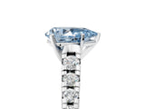 White gold Fancy Blue Pear Cut Diamond Cathedral Solitaire Ring with Round  Pavé Band_211