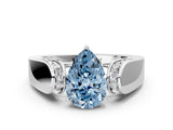White gold Fancy Blue Pear Cut Diamond Channel Set Solitaire Ring with Four-Prong Setting_37