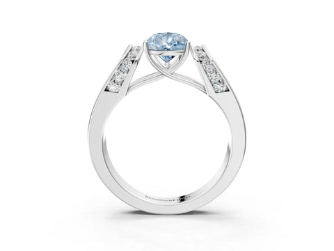 White gold Fancy Blue Pear Cut Diamond Channel Set Solitaire Ring with Four-Prong Setting_40
