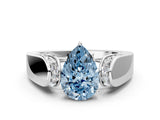 White gold Fancy Blue Pear Cut Diamond Channel Set Solitaire Ring with Four-Prong Setting_50