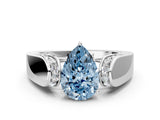 White gold Fancy Blue Pear Cut Diamond Channel Set Solitaire Ring with Four-Prong Setting_68