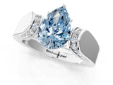 White gold Fancy Blue Pear Cut Diamond Channel Set Solitaire Ring with Four-Prong Setting_75